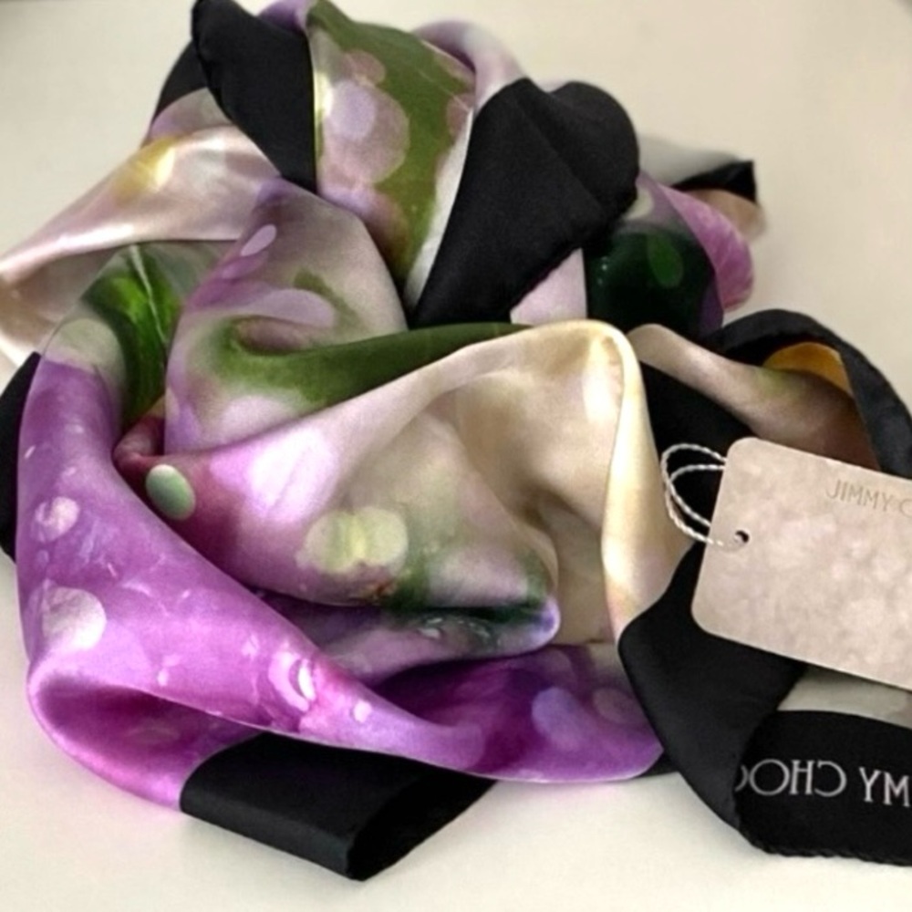 JIMMY CHOO Peony Print Silk Foulard